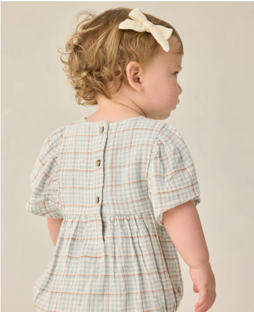 KALEA ROMPER LIGHT BLUE PLAID, Rylee + Cru