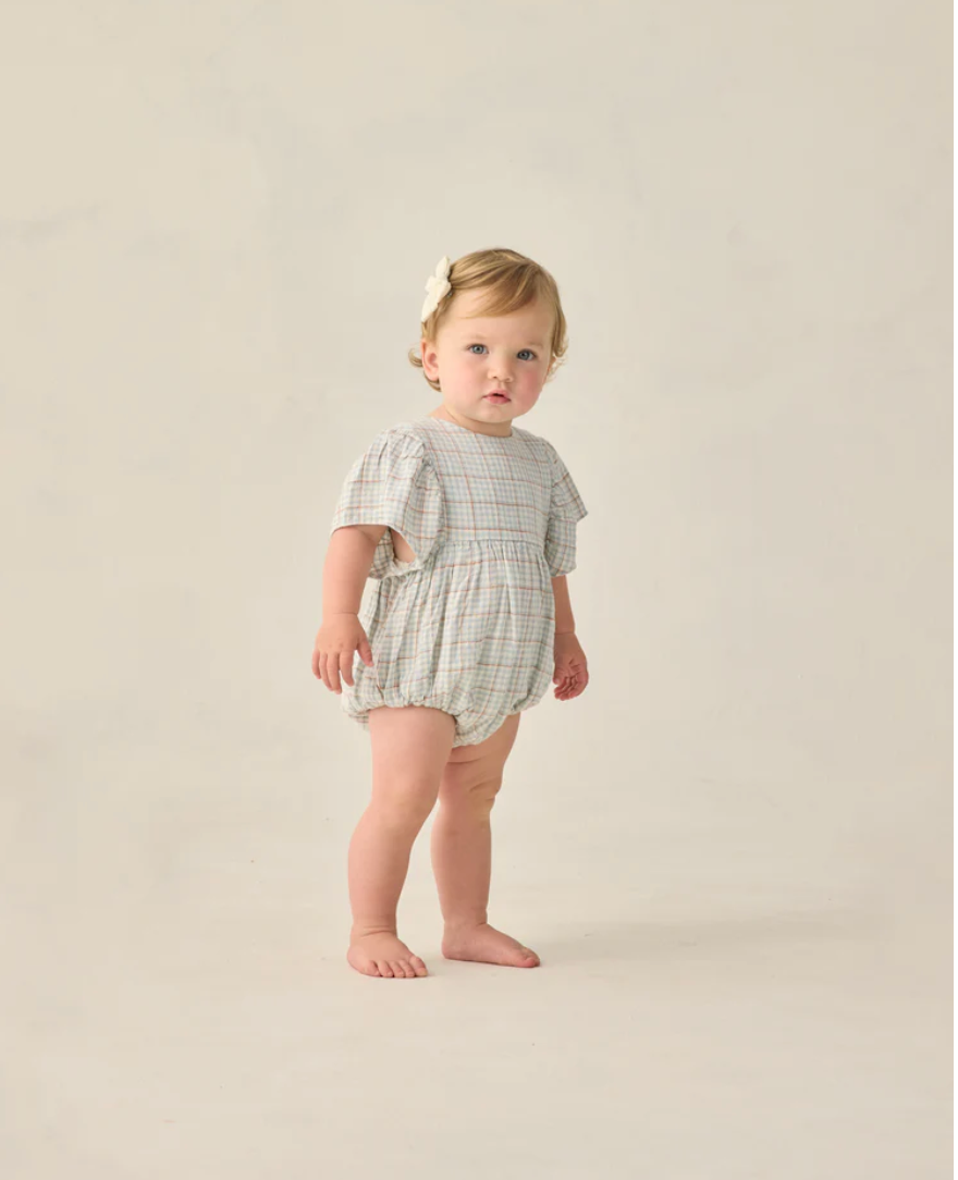 KALEA ROMPER LIGHT BLUE PLAID, Rylee + Cru
