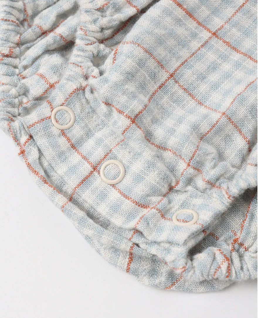 KALEA ROMPER LIGHT BLUE PLAID, Rylee + Cru