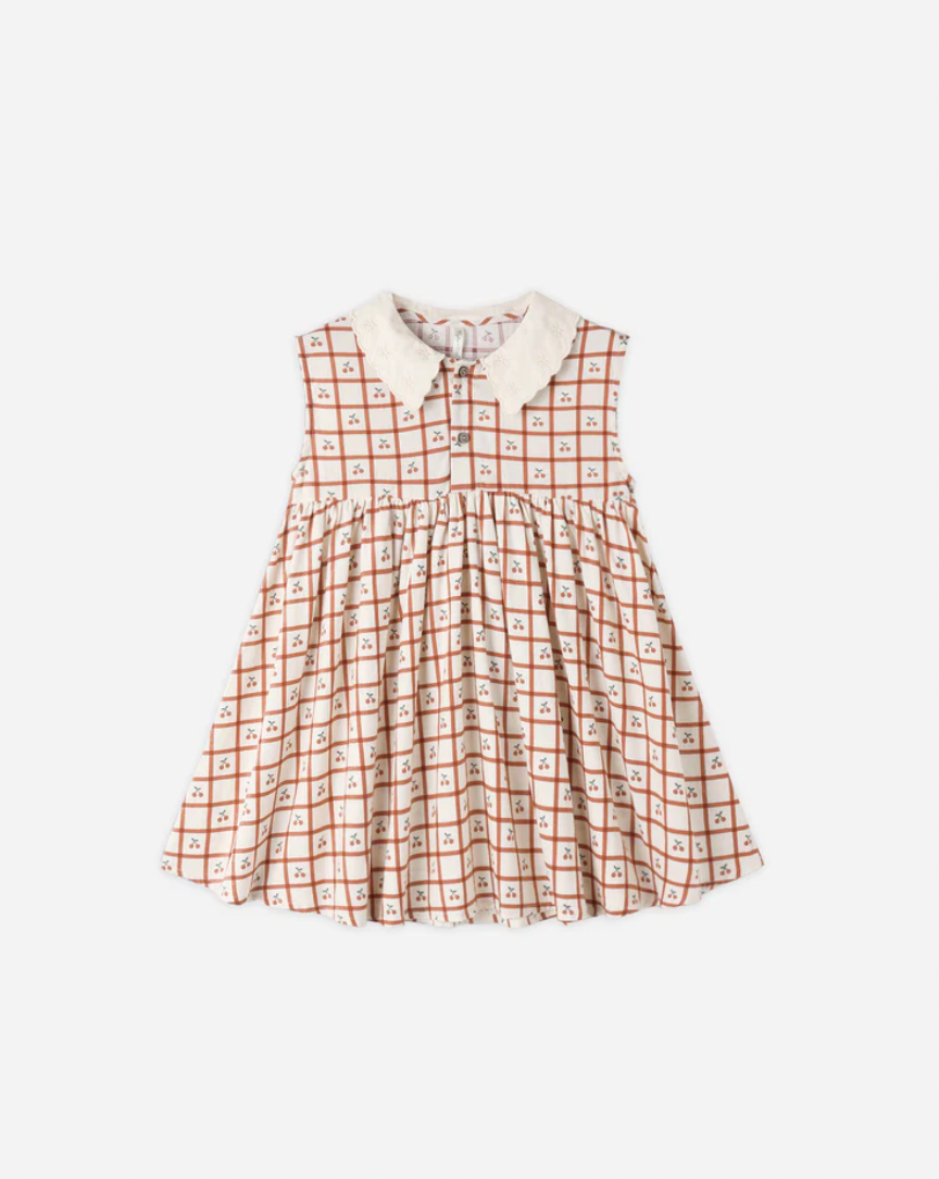 Collared Babydoll Dress Cherry Check, Rylee + Cru