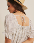 Botanical Pintuck Ruffled Mini Dress