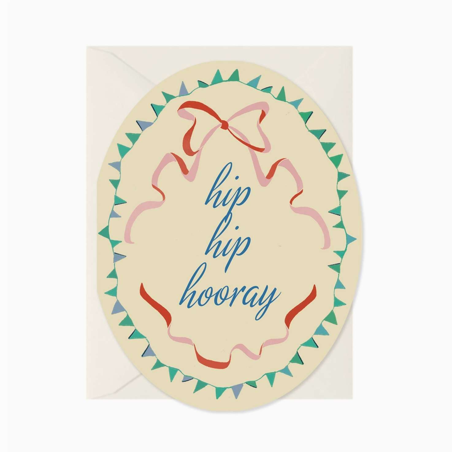 Hip Hip Hooray - Oval - Blank Greeting Card