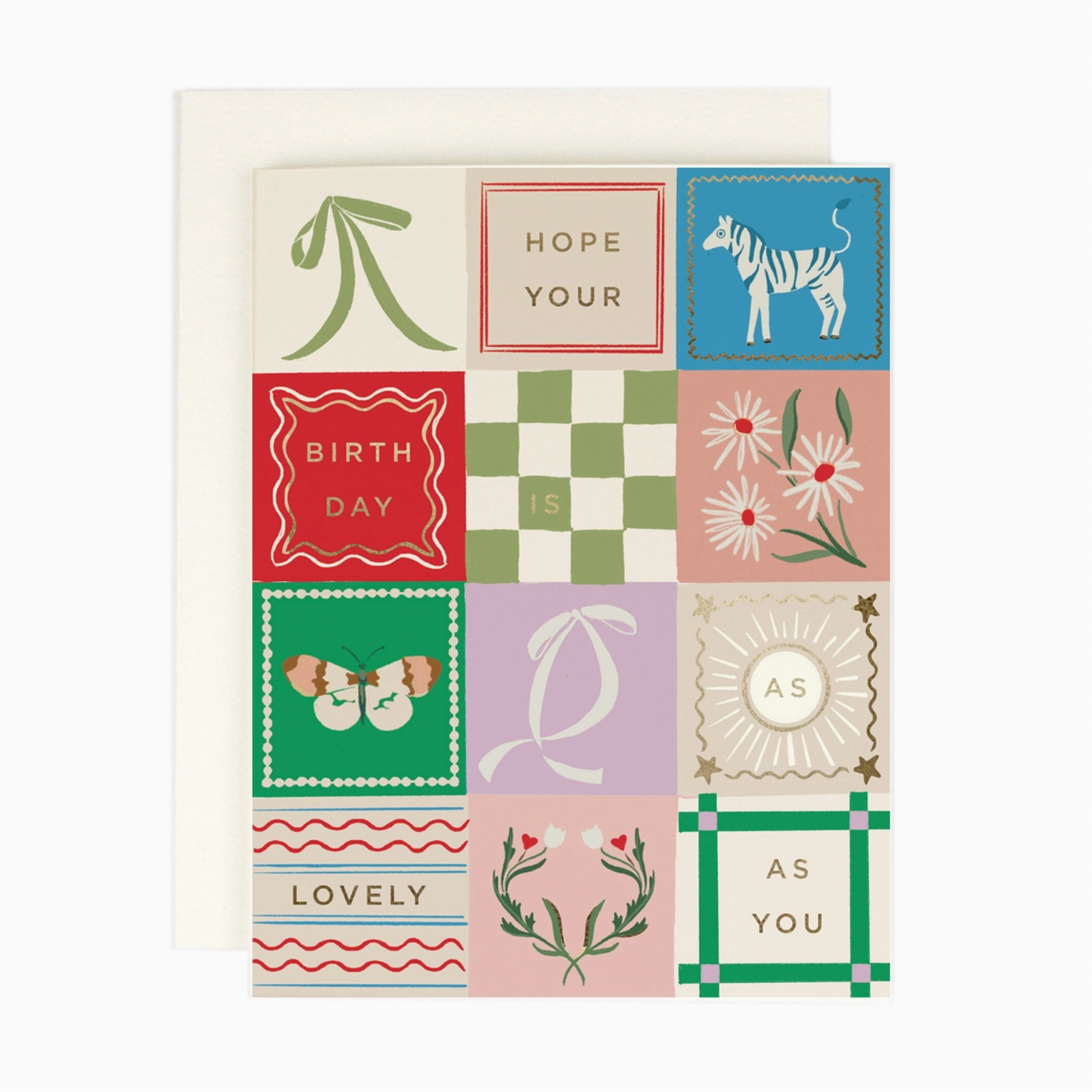 Lovely As You Patchwork - Blank Greeting Card