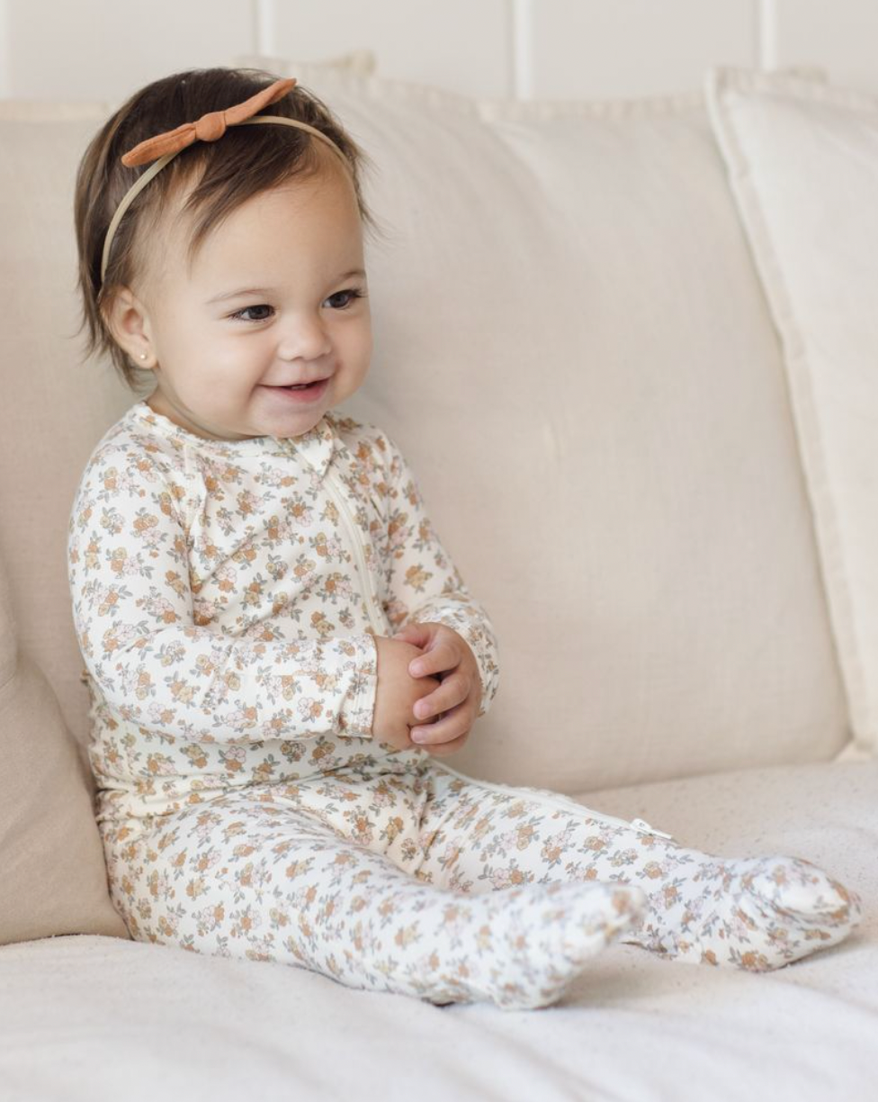 Bamboo Zip Footie || Wildflower, Quincy Mae