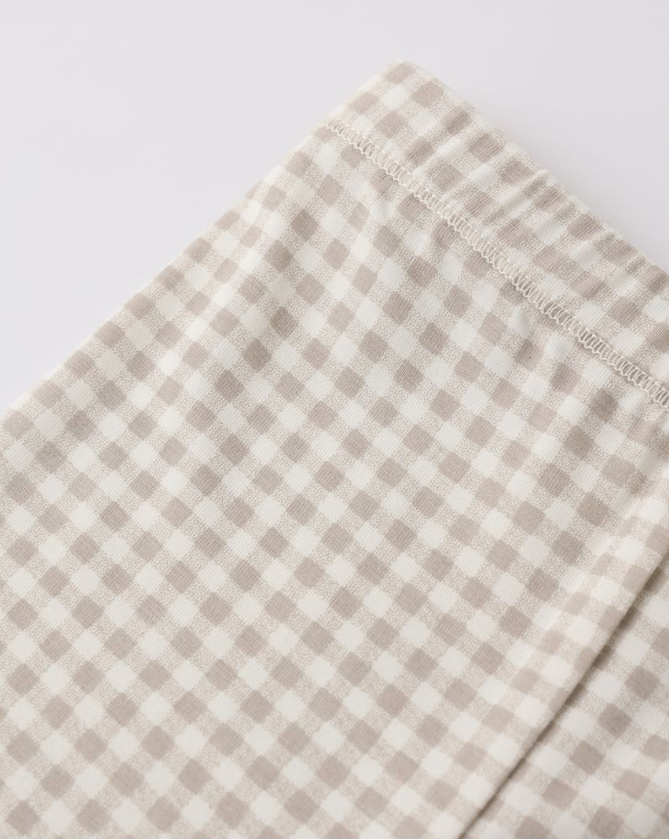 Bamboo Short Sleeve Pajama Set || Oat Gingham, Quincy Mae