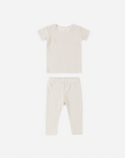 Bamboo Short Sleeve Pajama Set || Oat Gingham, Quincy Mae
