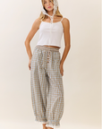 Plus Size Plaid Balloon Pants - Blue Multi