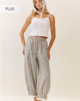 Plus Size Plaid Balloon Pants - Blue Multi