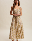 Floral Tie-Strap Smocked Maxi Dress