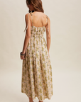 Floral Tie-Strap Smocked Maxi Dress