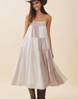 Patchwork Tiered Midi Dress