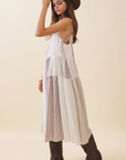 Patchwork Tiered Midi Dress