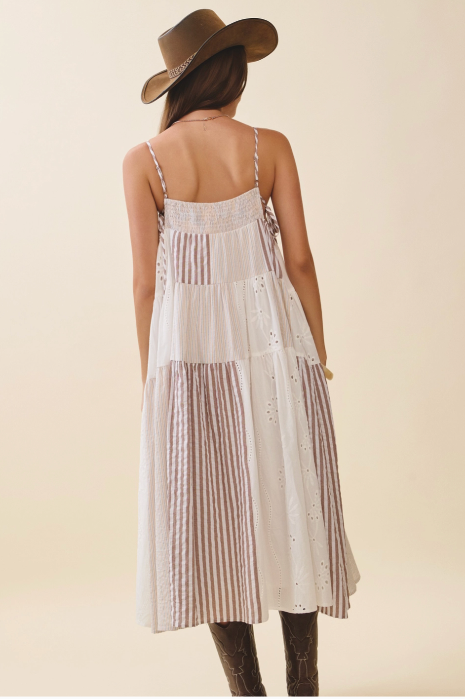 Patchwork Tiered Midi Dress