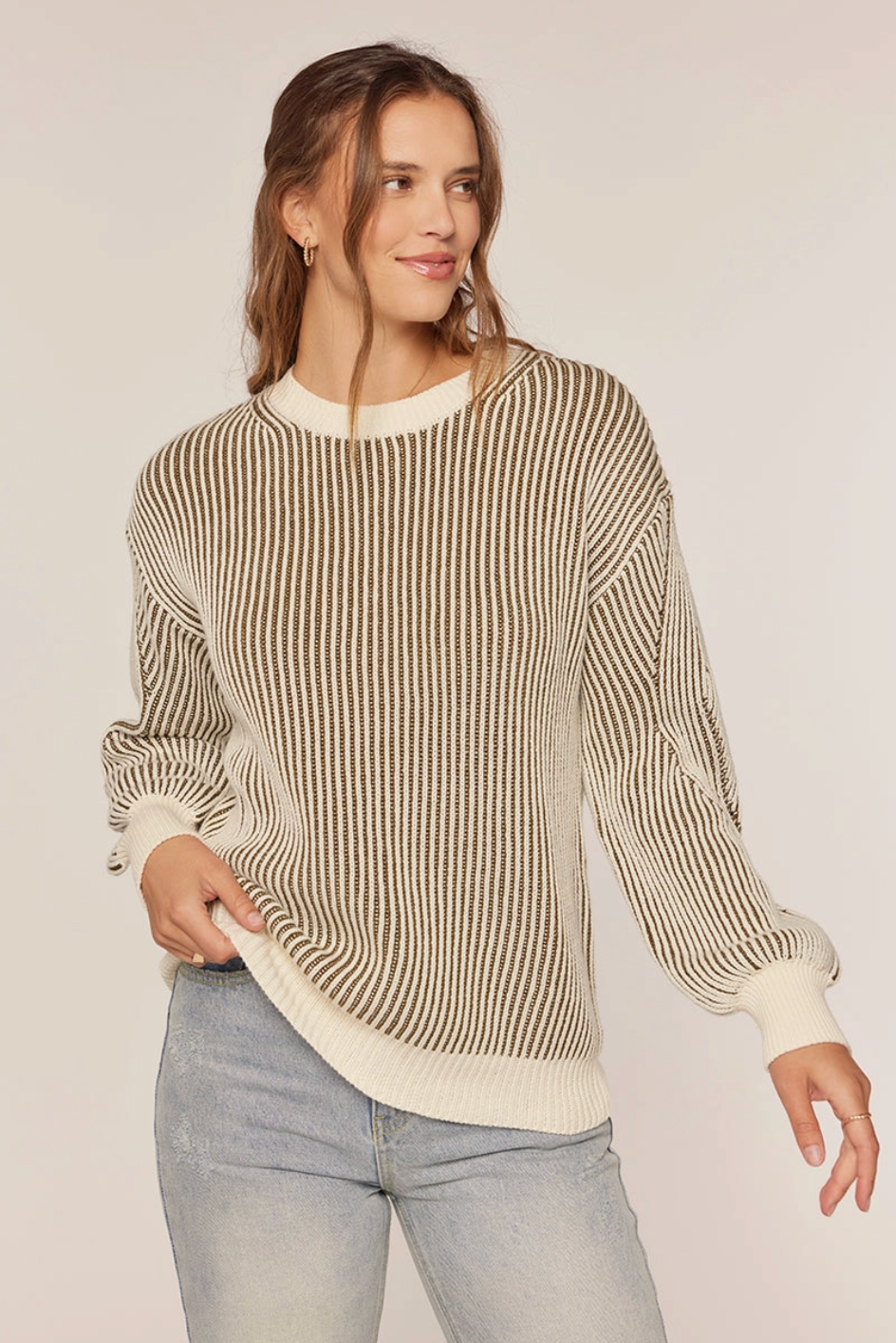 Rib Knit Color Contrast Sweater