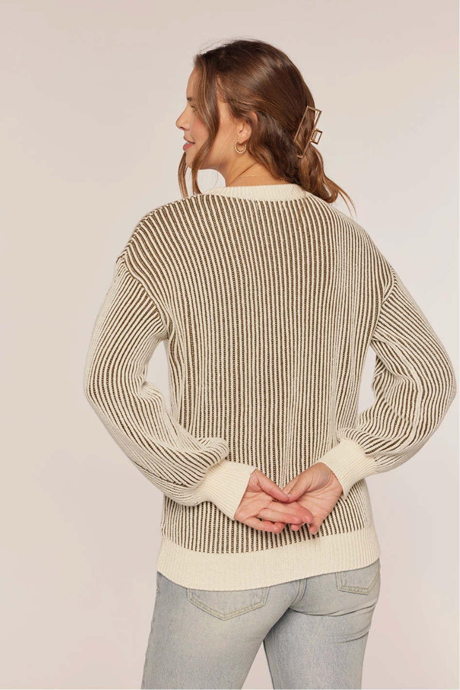 Rib Knit Color Contrast Sweater