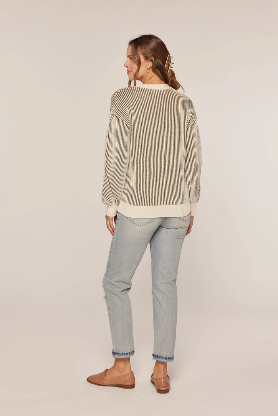 Rib Knit Color Contrast Sweater