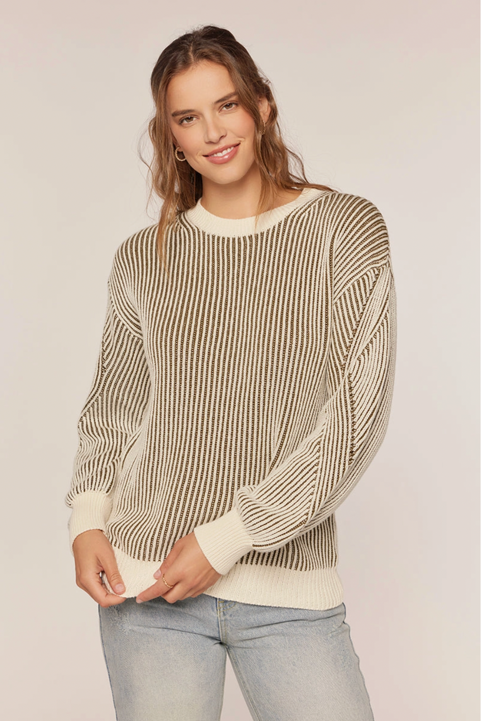 Rib Knit Color Contrast Sweater