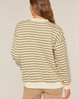 Stripped Detailed Rib Band Contrast Seam Top