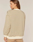 Stripped Detailed Rib Band Contrast Seam Top
