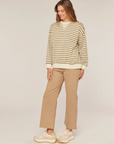 Stripped Detailed Rib Band Contrast Seam Top