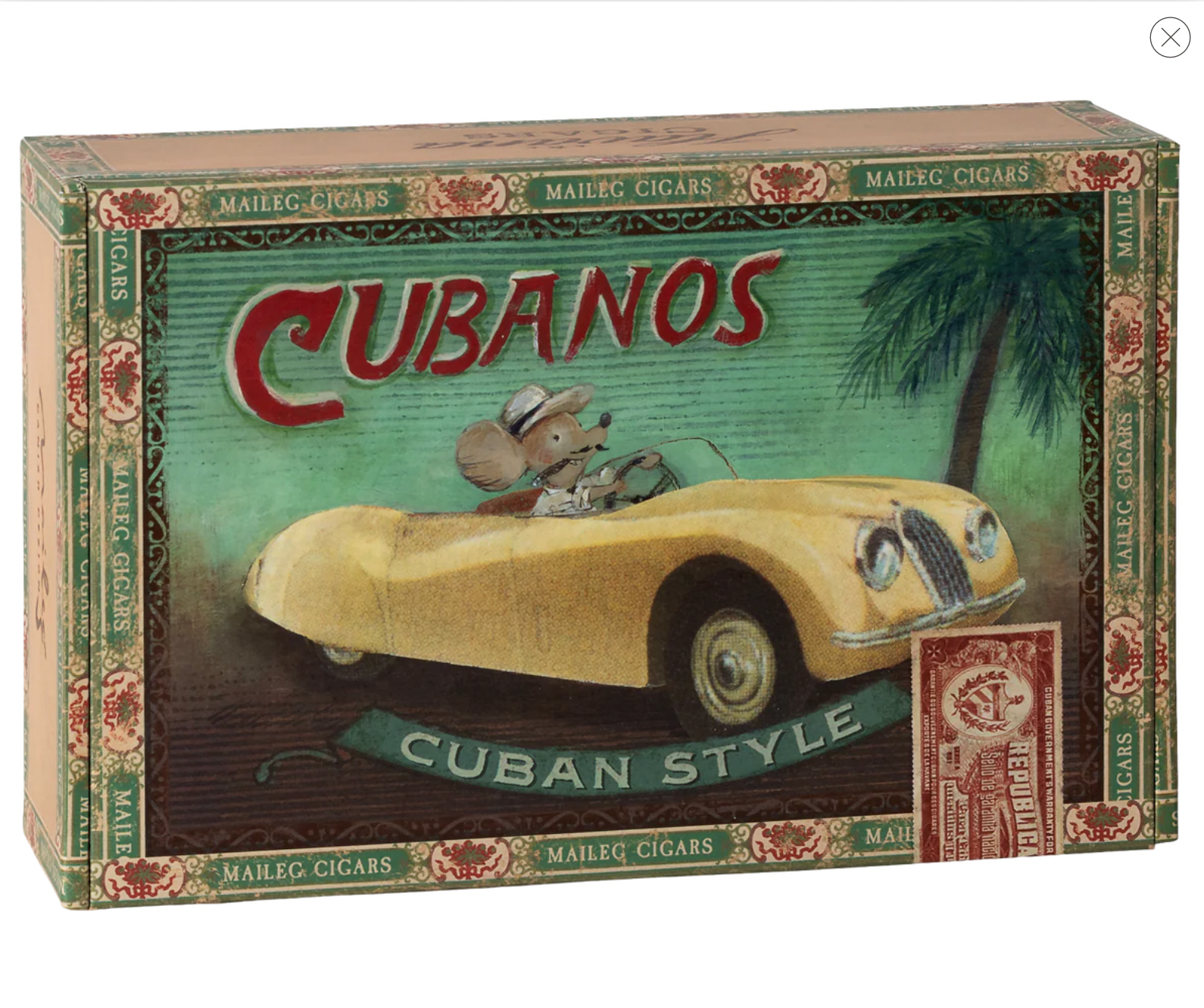 Grandma and grandpa mice in cigarbox, Maileg