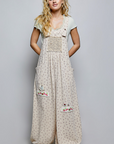 Vintage Floral Knit Contrast Pocket Jogger Overalls