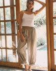 Plaid Balloon Pants - White Multi