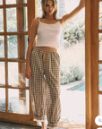 Plaid Balloon Pants - White Multi