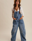 Western Wide-Leg Denim Overalls