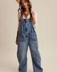 Western Wide-Leg Denim Overalls