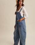 Western Wide-Leg Denim Overalls