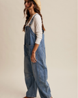 Western Wide-Leg Denim Overalls