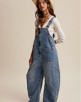 Western Wide-Leg Denim Overalls