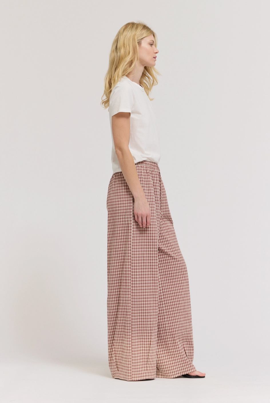 Relaxed Fit Eyelet Pants - Dusty Rose