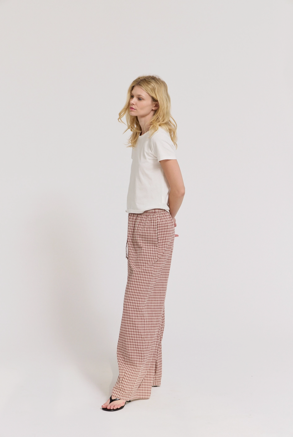 Relaxed Fit Eyelet Pants - Dusty Rose
