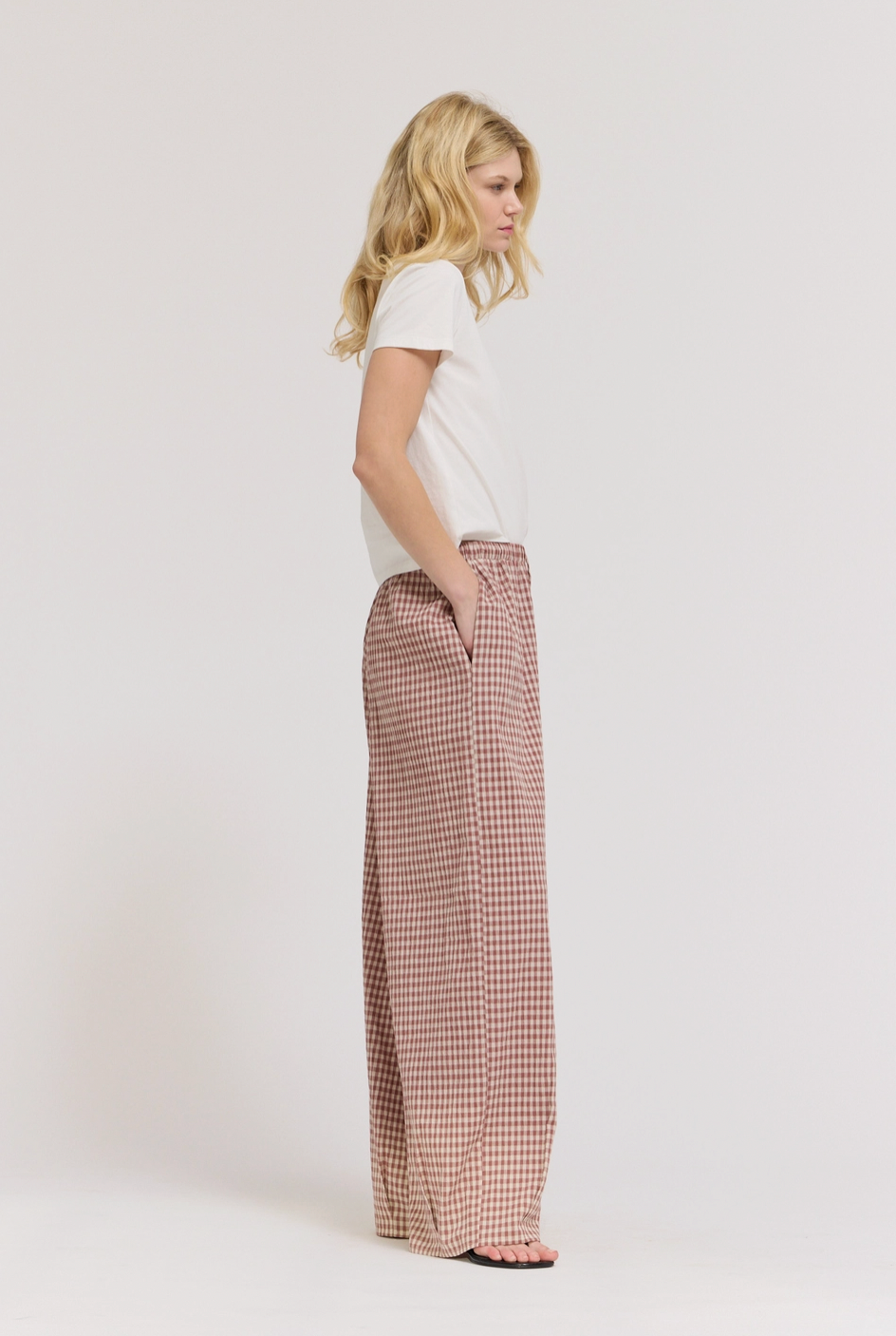 Relaxed Fit Eyelet Pants - Dusty Rose