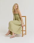 Crinkle Column Dress - in Spray Green