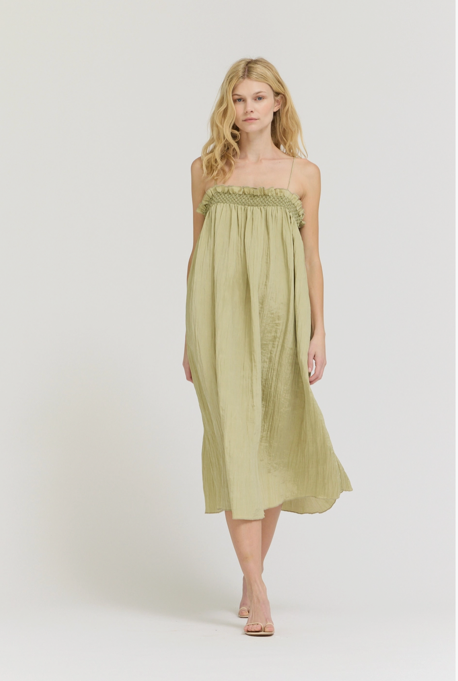 Crinkle Column Dress - in Spray Green