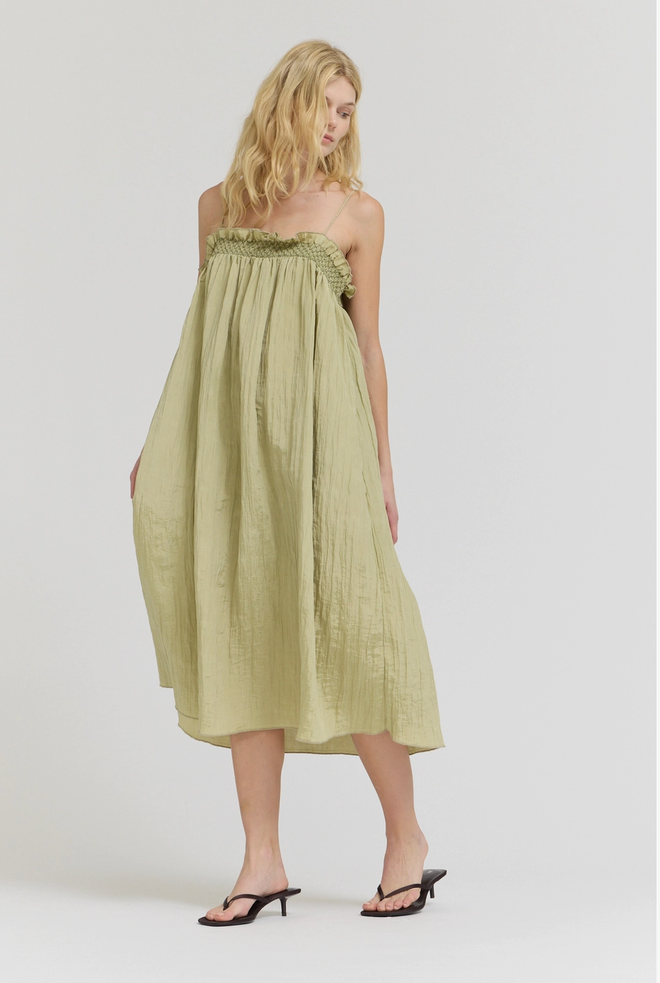 Crinkle Column Dress - in Spray Green