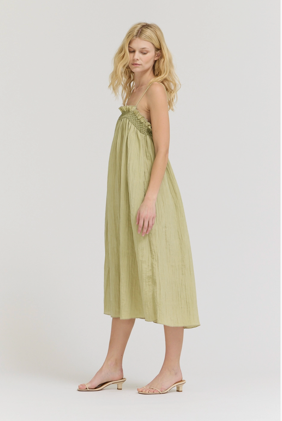 Crinkle Column Dress - in Spray Green