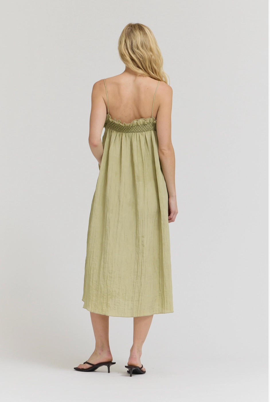 Crinkle Column Dress - in Spray Green