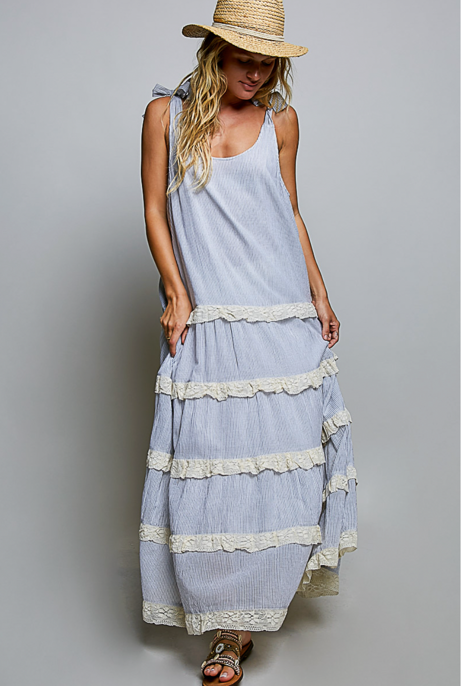Veronica Striped Woven Maxi Dress
