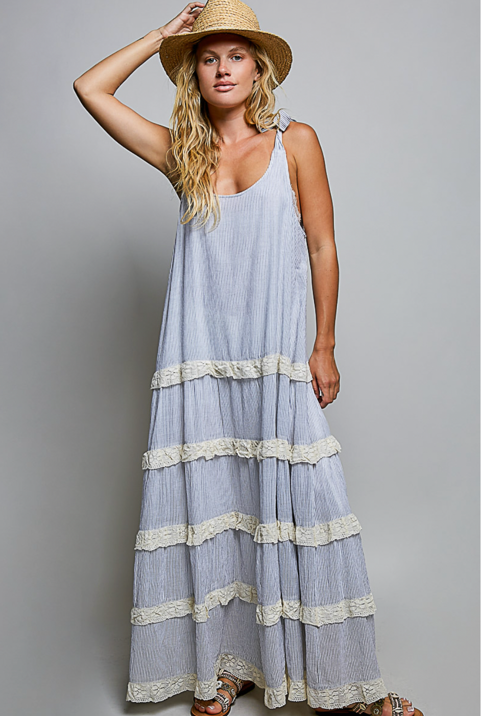 Veronica Striped Woven Maxi Dress