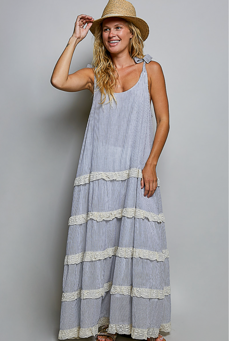 Veronica Striped Woven Maxi Dress