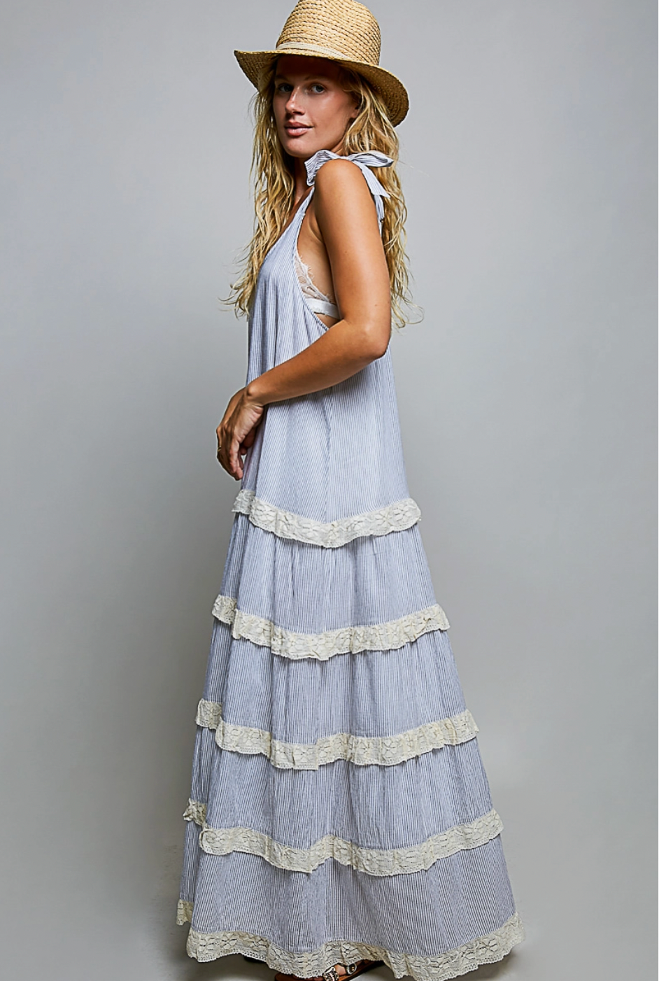 Veronica Striped Woven Maxi Dress