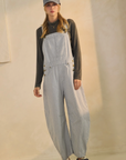 Pinstriped Barrel-Leg Overalls