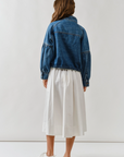 Ballon Sleeve Twill Jacket Drawsting Waist