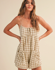 Jace Adjustable Strap Check Romper