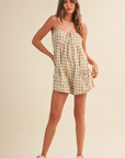Jace Adjustable Strap Check Romper