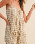 Jace Adjustable Strap Check Romper